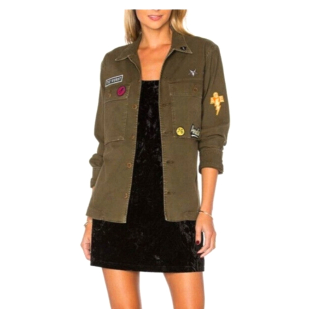 AGOLDE REVOLVE STELLA MILITARY ARMY INSPIRED GREEN PATCHWORK JACKET  MADE IN USA